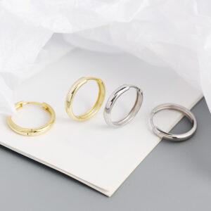 Khuyên tai - Bông tai basic vòng trơn màu bạc mã KT-3304