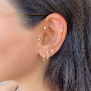 Khuyên tai - Bông tai thẳng hình sao đính đá mã KT-3501 1