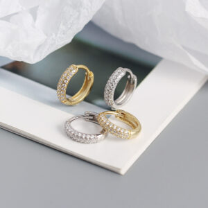 Khuyên tai - Bông tai vòng đính đá màu bạc mã KT-3305 1