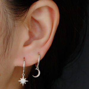 Khuyên tai - Bông tai vòng trơn ngôi sao đính đá mã KT-3334A 1